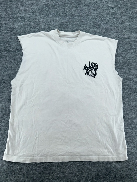All Saints Other - AllSaints Oversized Sleeveless Graphic Shirt White XL Men London Logo Distressed